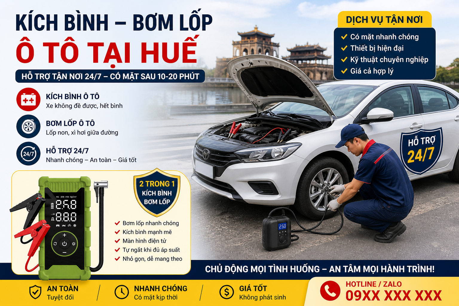 MÁY KÍCH BÌNH BƠM LỐP TẠI HUẾ